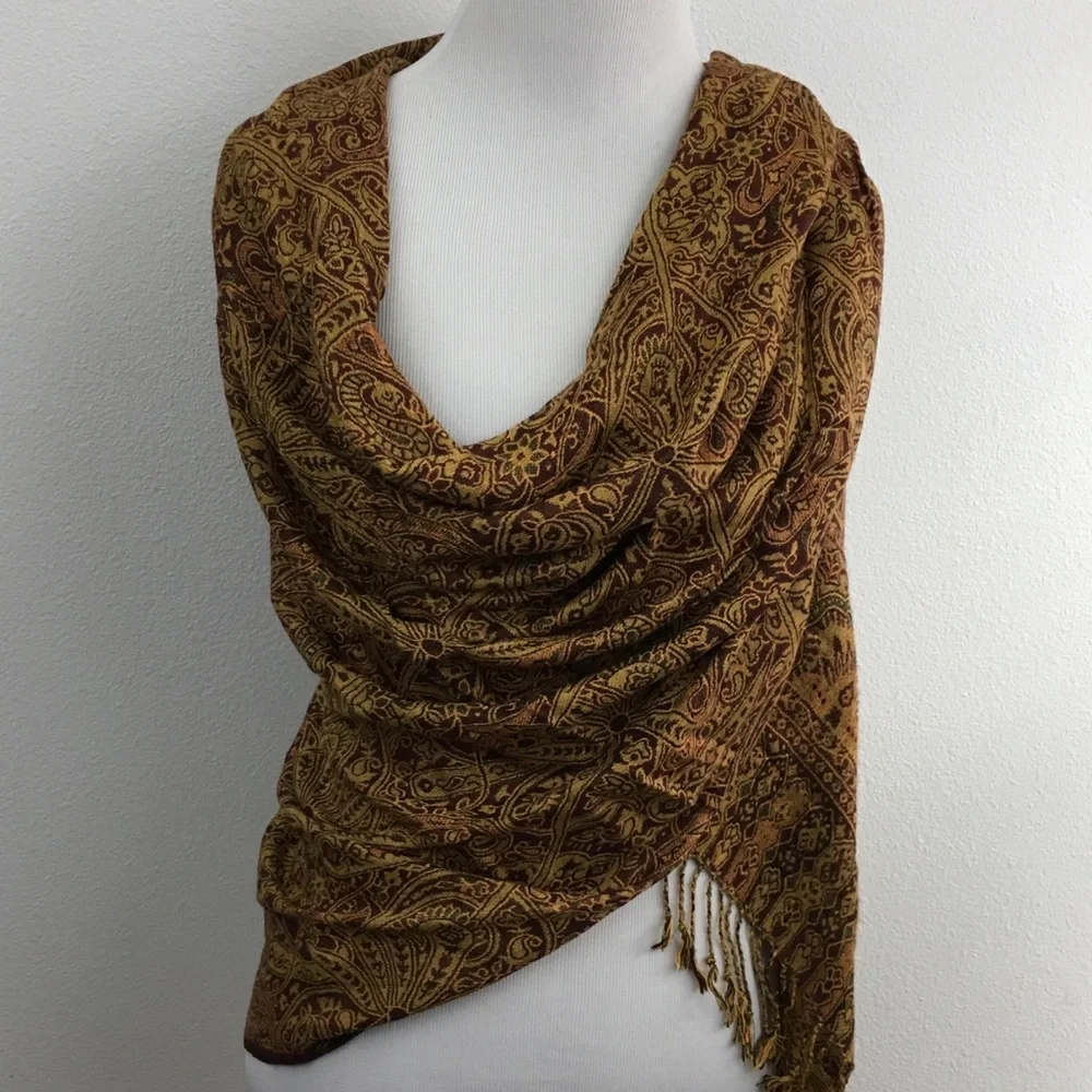 Multi Color Browns & Yellows Shawl / Scarf